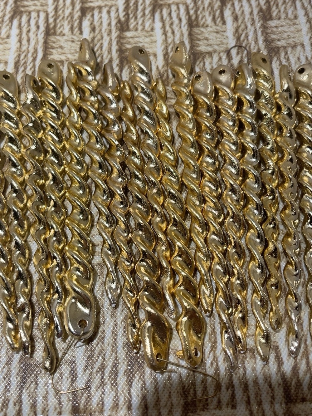 Lot of 22 Gold Twisted Icicle Christmas Ornaments 5” Metallic Hanging Decor